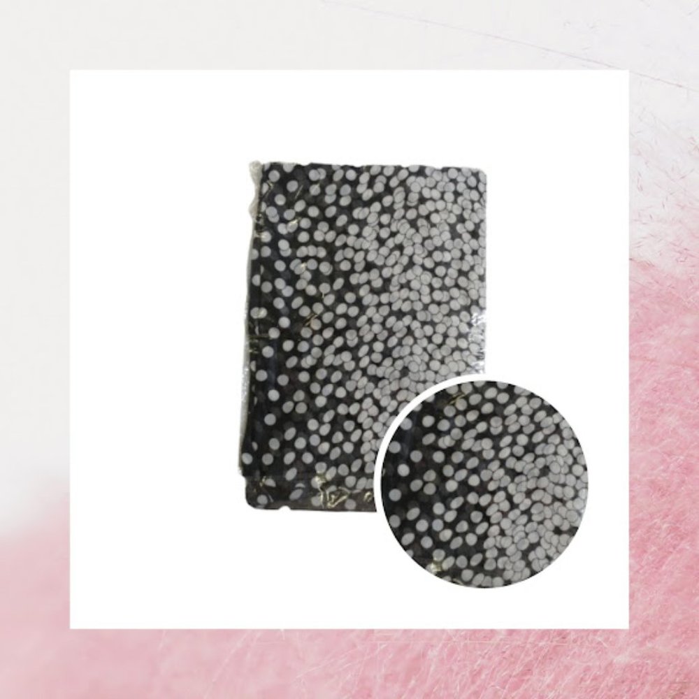 Chiffon square neck tie scarf black and white polka dots
